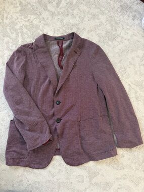 Emporio Armani Men's Textured Burgundy Blazer - Classic Two-Button Style
